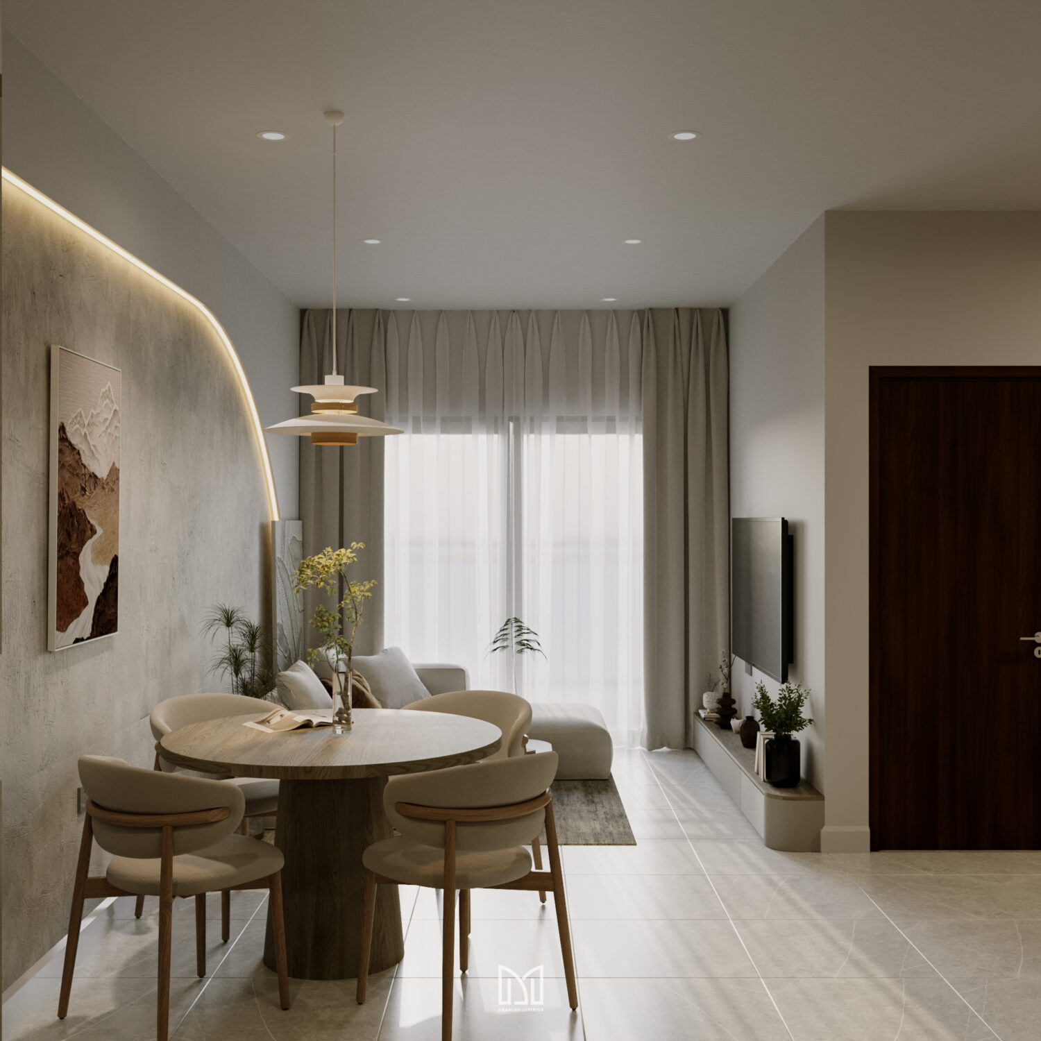 Căn hộ 2PN Privia Khang Điền - Tone xám trắng tinh tế