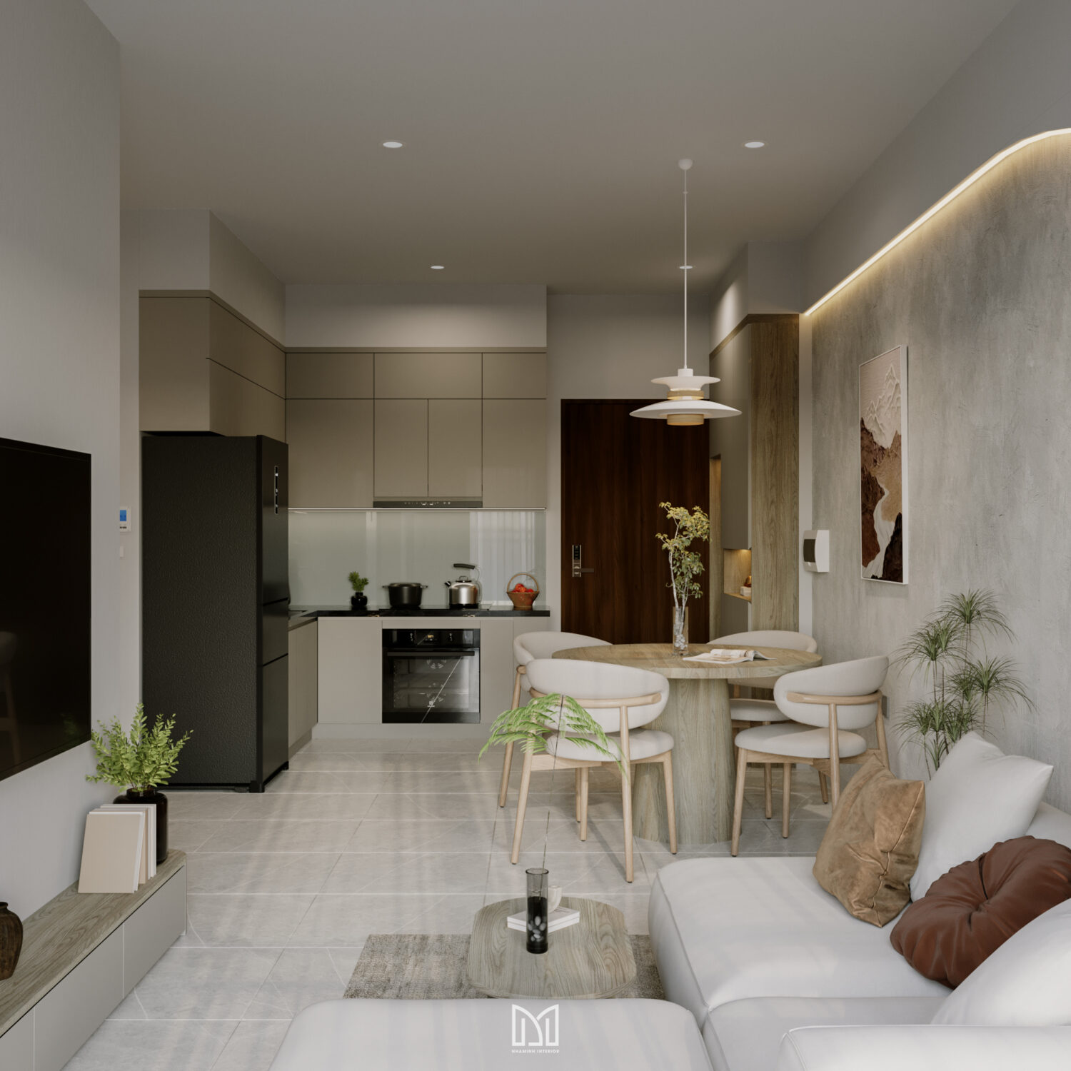 Căn hộ 2PN Privia Khang Điền - Tone xám trắng tinh tế