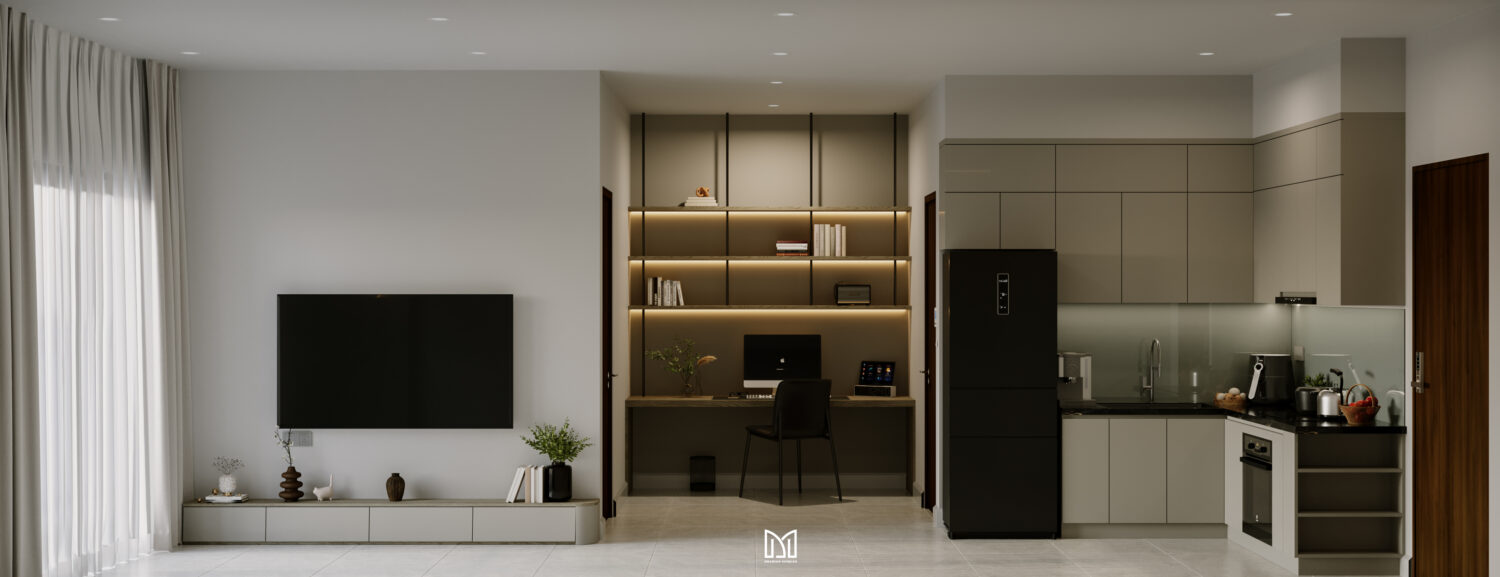Căn hộ 2PN Privia Khang Điền - Tone xám trắng tinh tế