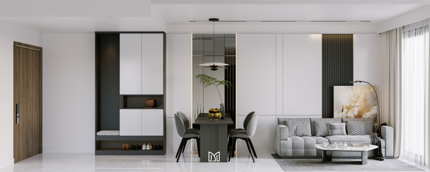 Căn hộ Privia Khang Điền - Phòng khách bếp style sang trọng