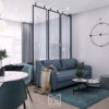 Studio xanh dương mạnh mẽ cho nam độc thân