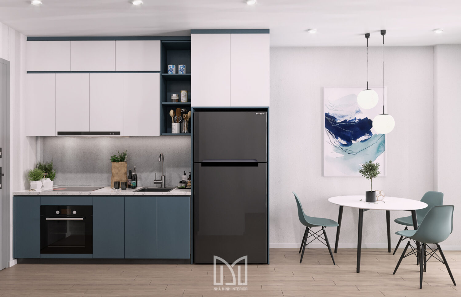 Studio xanh dương mạnh mẽ cho nam độc thân