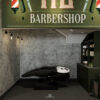 Barber shop tone xanh rêu chủ đạo ấn tượng