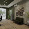 Barber shop tone xanh rêu chủ đạo ấn tượng