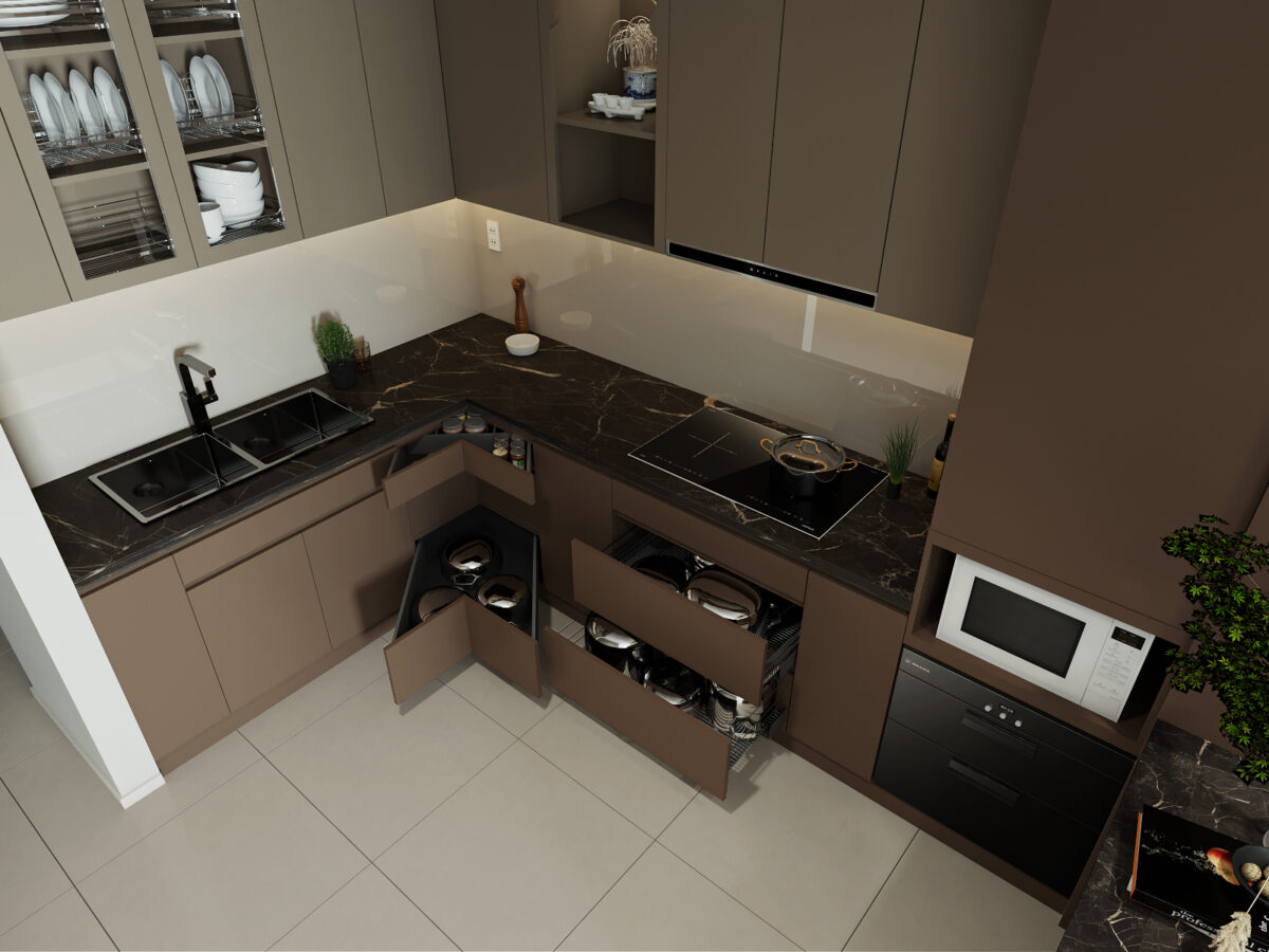 Căn hộ 1PN chung cư Lũy Bán Bích - Cải tạo bếp và PN tone nâu cà phê