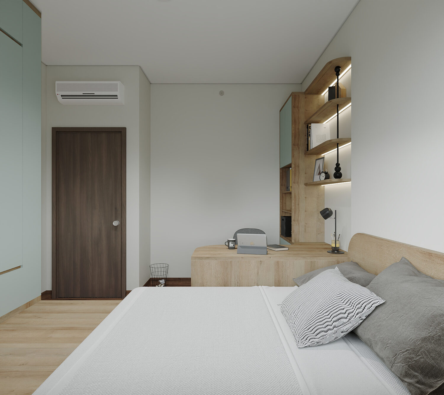 Căn hộ 2PN Picity tone nâu xanh lá mạ