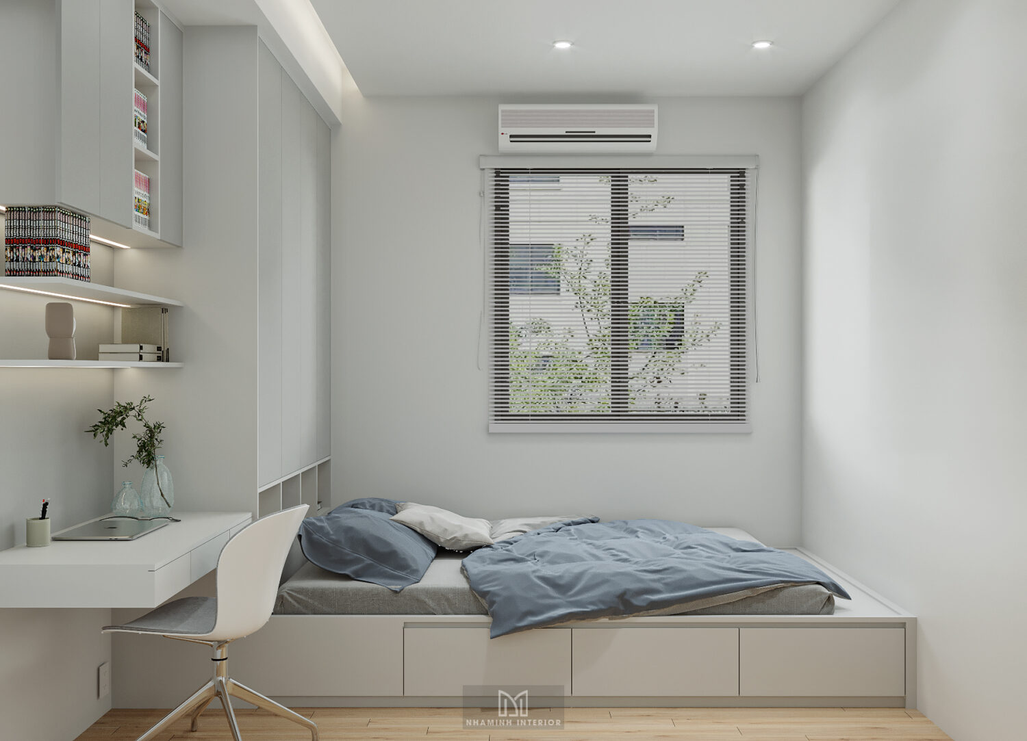 Cải tạo phòng ngủ cho con - tone xanh trắng thư giãn và yên bình