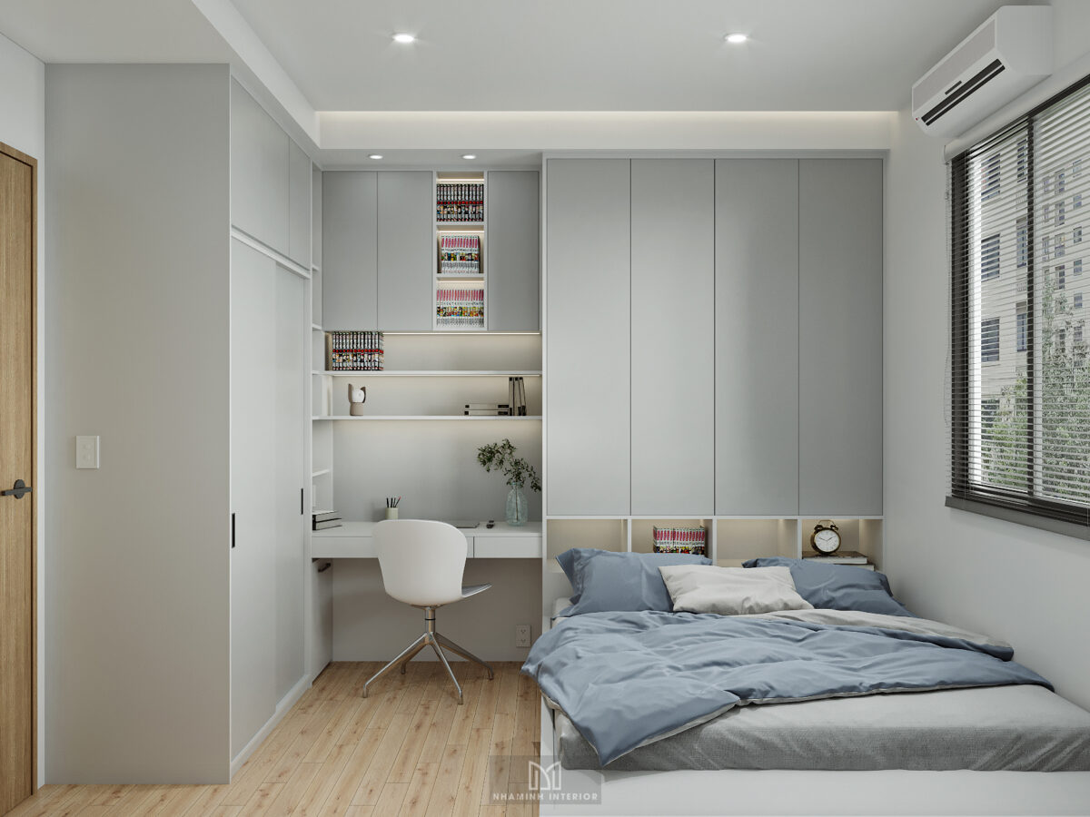 Cải tạo phòng ngủ cho con - tone xanh trắng thư giãn và yên bình